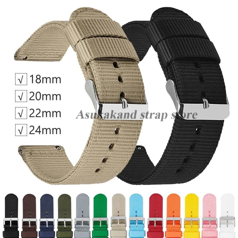 Cinturini Canva da 18mm, 20mm, 22mm, 24mm per Uomo e Donna, Cinturino per Orologio in Nylon a Sgancio Rapido, Bracciale Comodo, Accessori Sportivi
