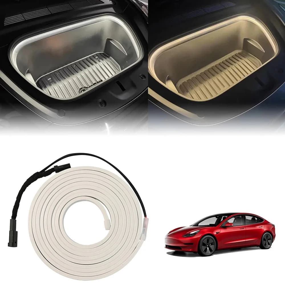 Luce Atmosferica per Bagagliaio Anteriore 12V per Tesla Model 3 Y, Striscia LED Interna Facile da Installare, Impermeabile e Flessibile, Accessorio Auto Modificato