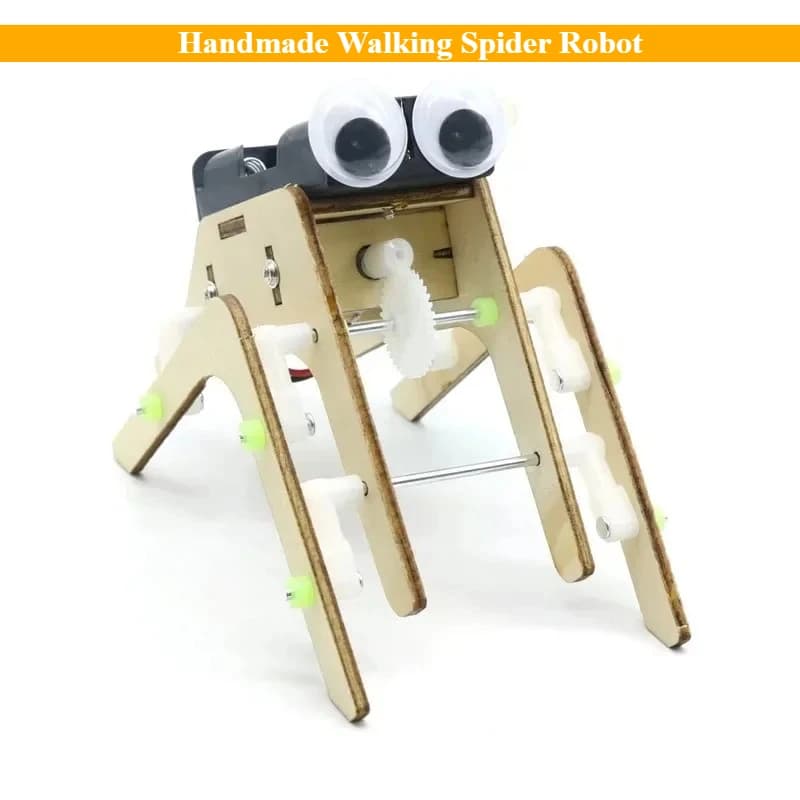 Immaginazione Robot ragno ambulante fatto a mano fai-da-te Robot bionico assemblare modello scienza tecnologia kit di esperimenti educativi in legno