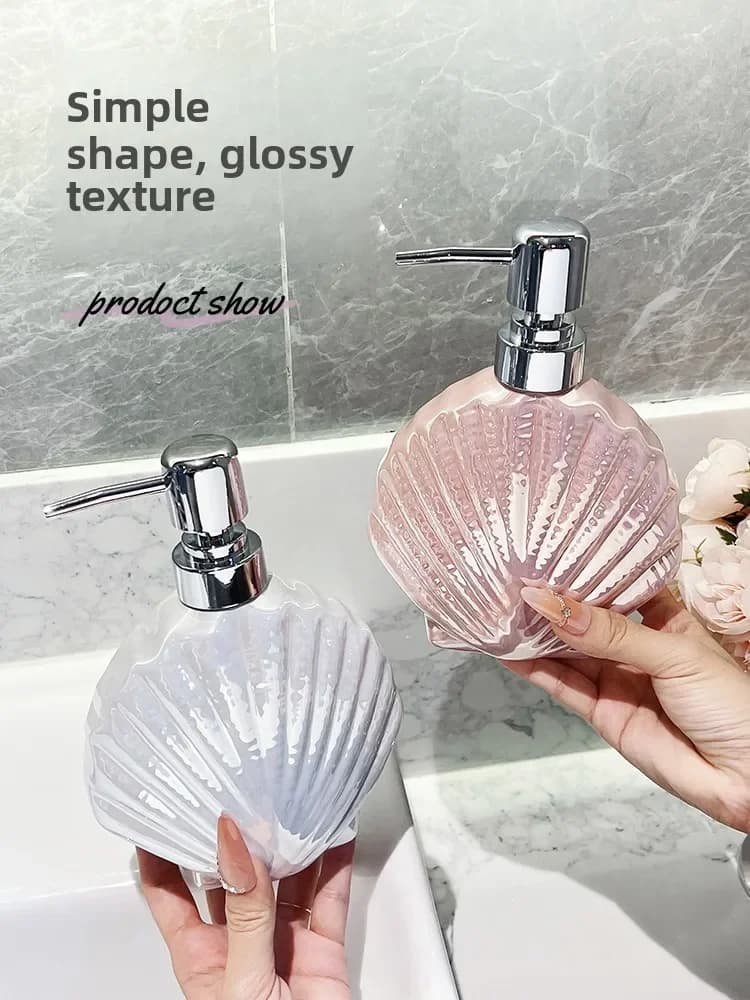 Creative Ceramic Shell Hand Sanitizer Dispensing Bottles Luxury Hotel Bathroom Accessories Shampoo Lotion Bottle Soap Dispenser