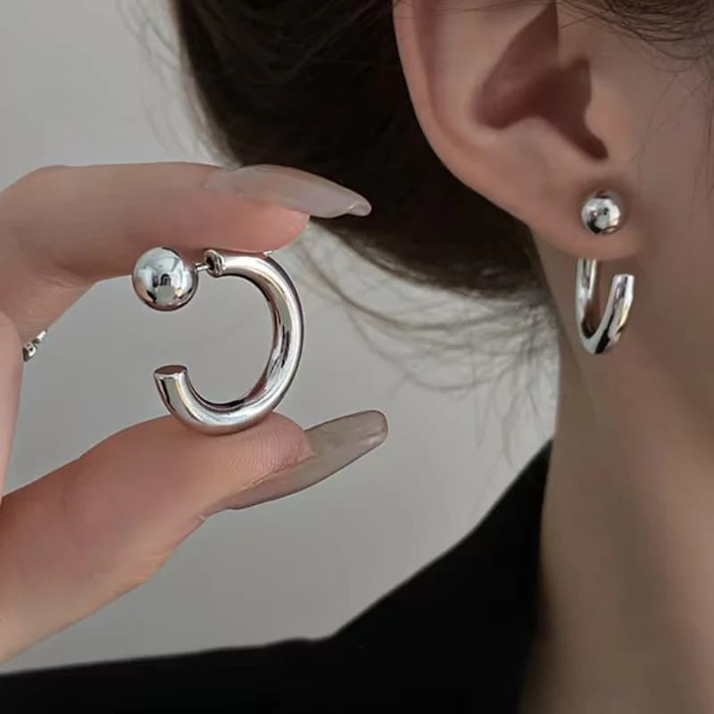 Vintage Half Round Stud Earrings For Women Trendy Metal C- Shaped Geometric Earrings Jewelry Gifts e1221