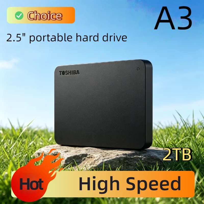 Disco Rigido Esterno Portatile Toshiba per Espansione OEM A3, 500GB 1TB 2TB, USB3.0, 2.5 Pollici, Box di Archiviazione Compatto Plus