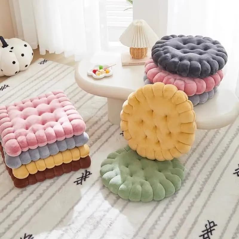 Biscuit Shape Meditation Cushion，Round and Square Chair Cushion，Suitable for Living Room、Balcony、Sofa and Yoga Practice