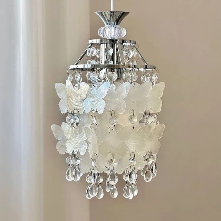 French cream American light luxury mermaid shell wind chime crystal chandelier balcony grape lamp
