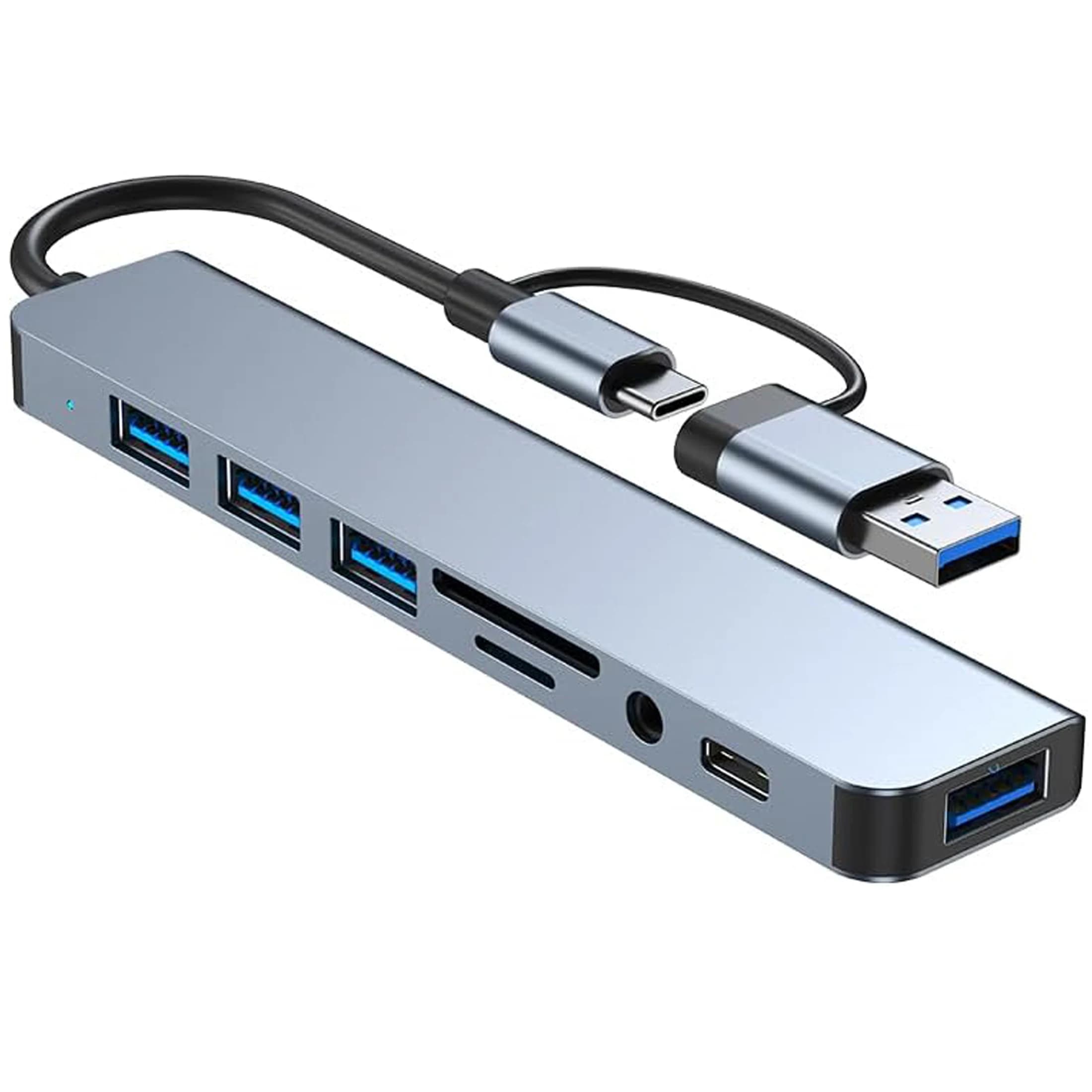 Docking station multifunzione HUB 8 in 1 | adattamento a doppia interfaccia, lettura di schede OTG+ ad alta velocità, compatibilità multi-sistema