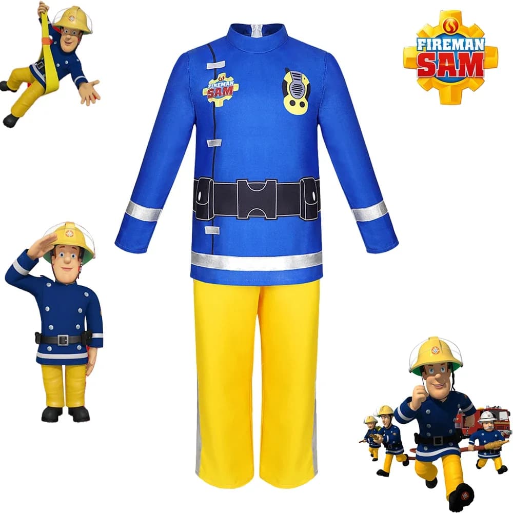 Costume de Cosplay Sam le Pompier pour Enfant, Tenue de Spectacles, Déguisement d'Halloween, Cadeau de ixd'Anniversaire