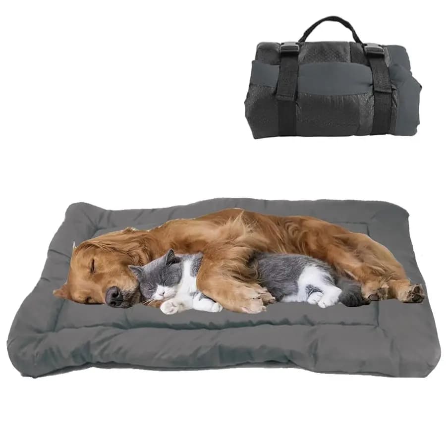 Tappetino da viaggio per cani 47x32, materassino portatile impermeabile antiscivolo per cuccia, lavabile, per campeggio, in nylon Ripstop 1600D