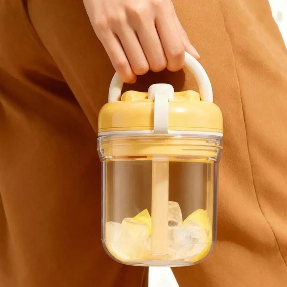 Bottiglia per acqua con cubetti di ghiaccio 3 in 1 facile da pulire, stampi per cubetti di ghiaccio riutilizzabili senza contatto, staccabili, per uso alimentare, per l'estate