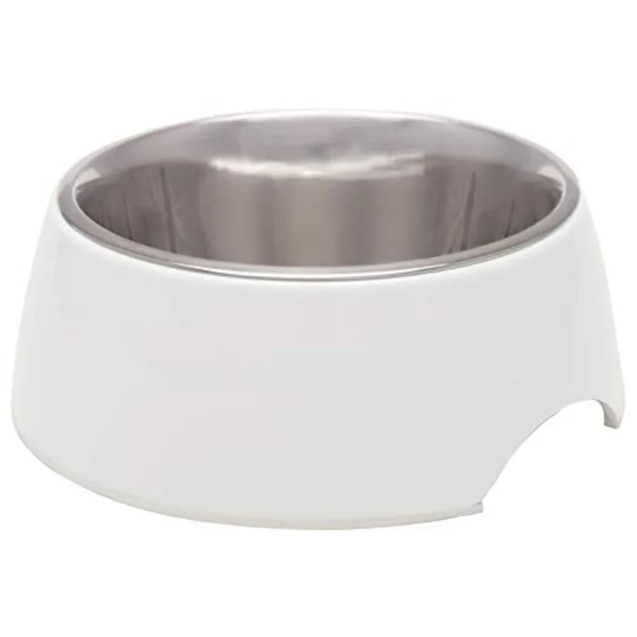 Retro Bowl Dog Food Water Bowl No Tip Stainless Steel Elevated Pet Bowl No Skid Spill Proof Extra, White