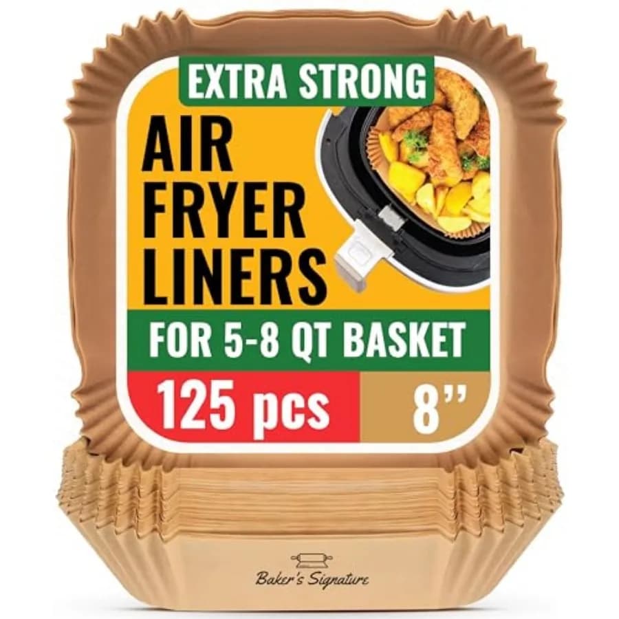 Air Fryer Pr Liners, 25Pcs Air Fryer Disable Liners, Non-Stick and Oil Proof Ea Cleanup, 8" Square 5-8 qt Basket by