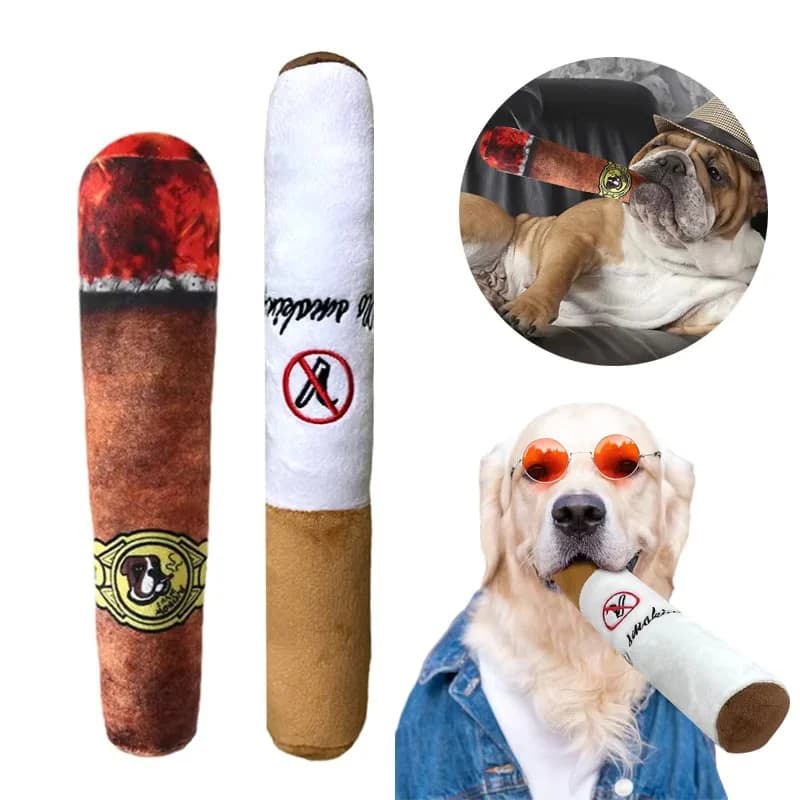 Giocattoli divertenti per animali domestici Sigaro Grande fumo Peluche Suono Squeak Sigarette finte Giocattoli Cane da masticare Molare Gioco interattivo Giocattolo per animali domestici resistente ai morsi