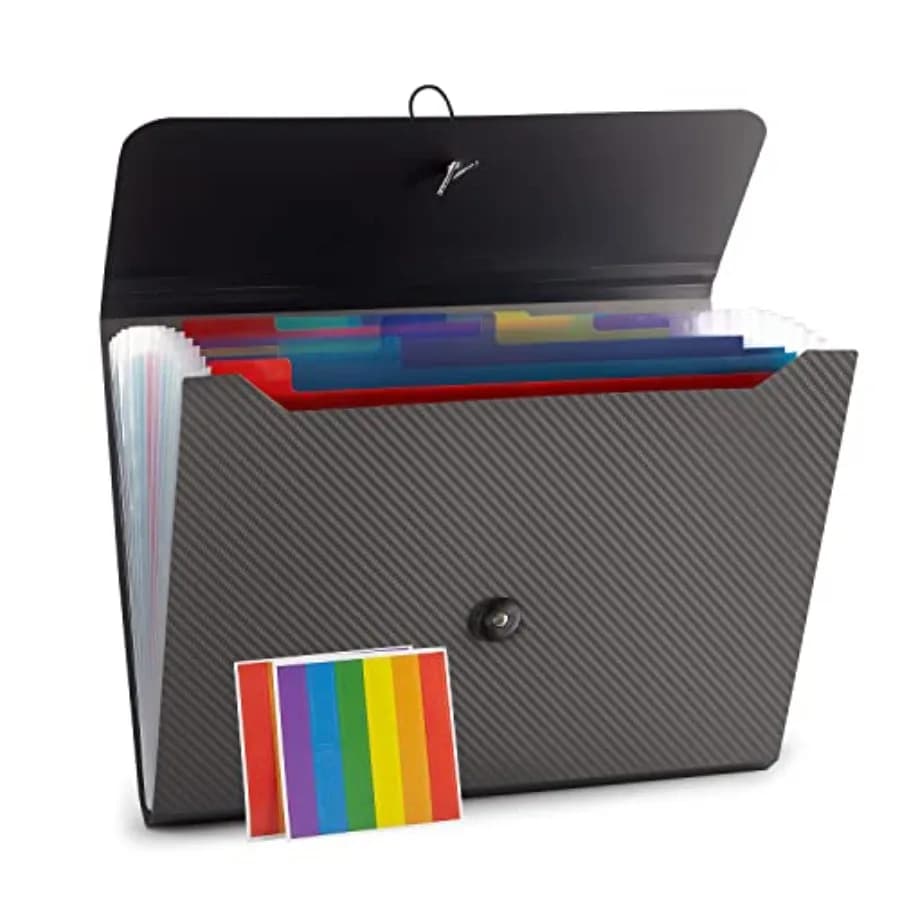 Expanding File Folder, File Organizer, 13 Pockets, Grey, File Organizer Accordion Filing Folder for Documents, Aesthetic Paper