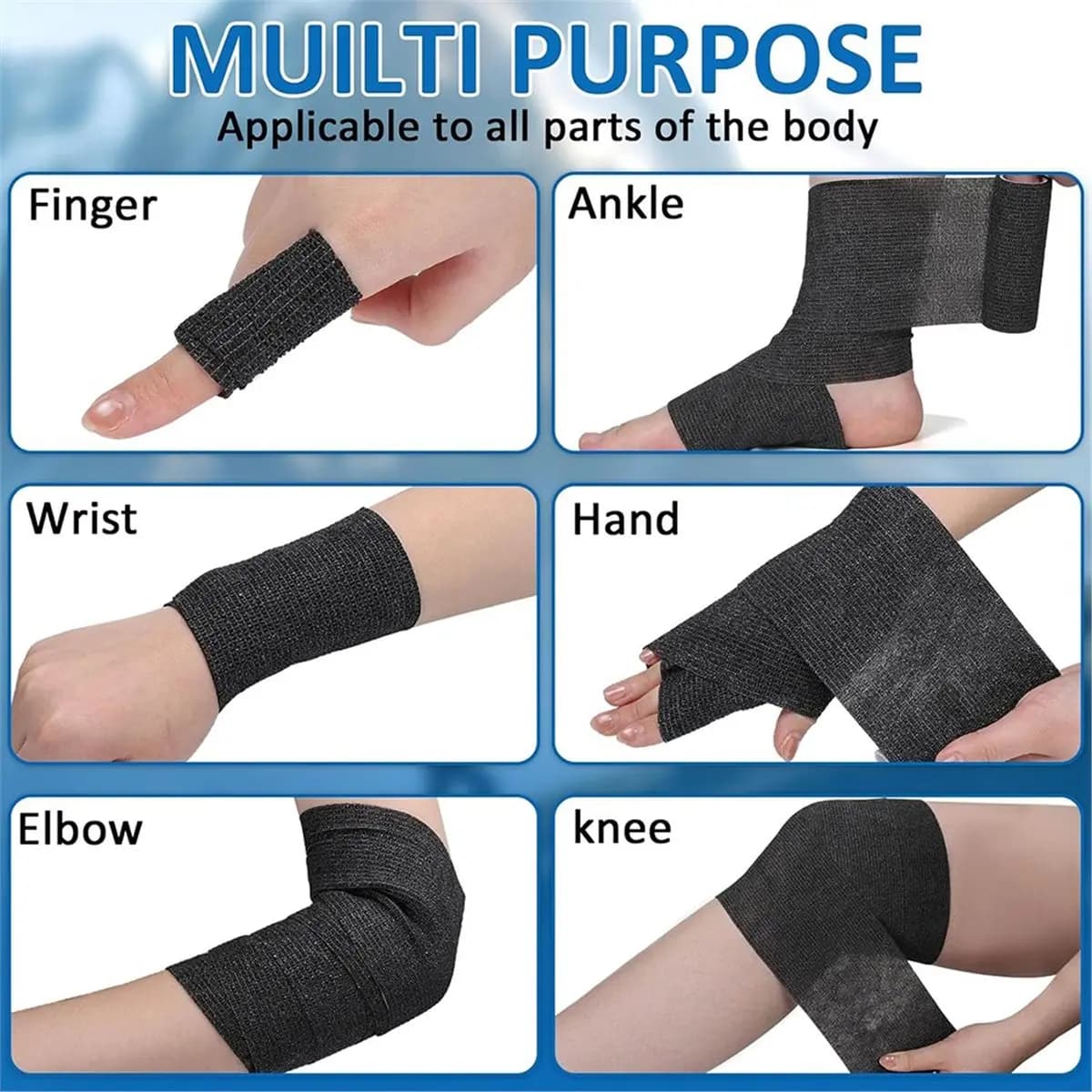 update. Self Adherent Bandage 10cmx4.5m Cohesive Elastic Wrap, Breathable Sport Tape for Wrist Ankle Knee Leg Sprains 12PCS