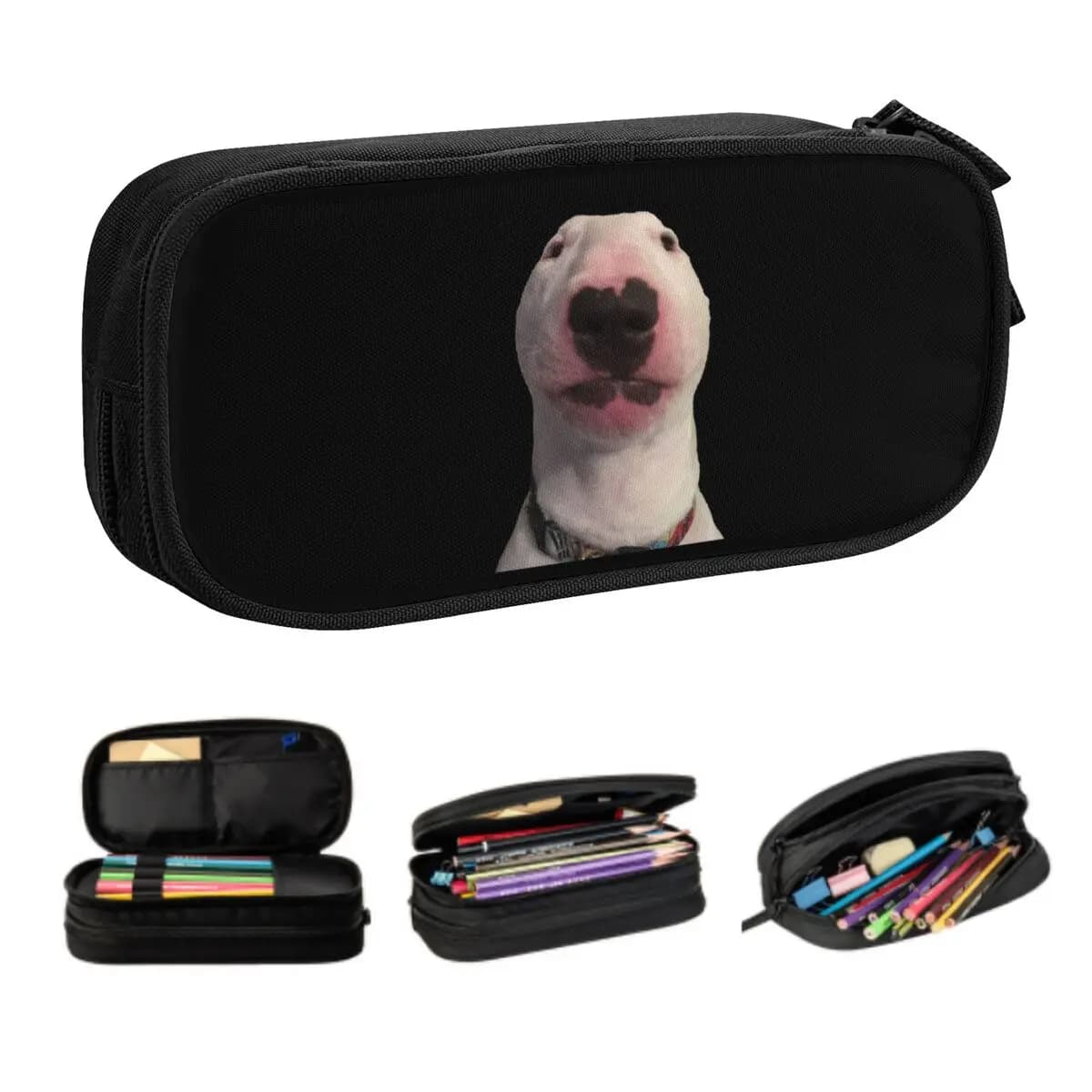 Astucci per matite meme divertenti personalizzati per cani Bull Terrier per accessori scolastici per scatole per penne grandi per ragazze e ragazzi
