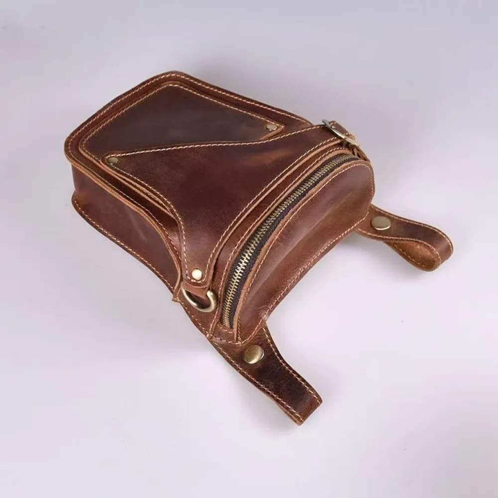 Retro Multifunctional Men's Belt Waist Bag Waterproof Adjustable Leather Waist Pack Phone Pocket Fanny Pouch Outdoor