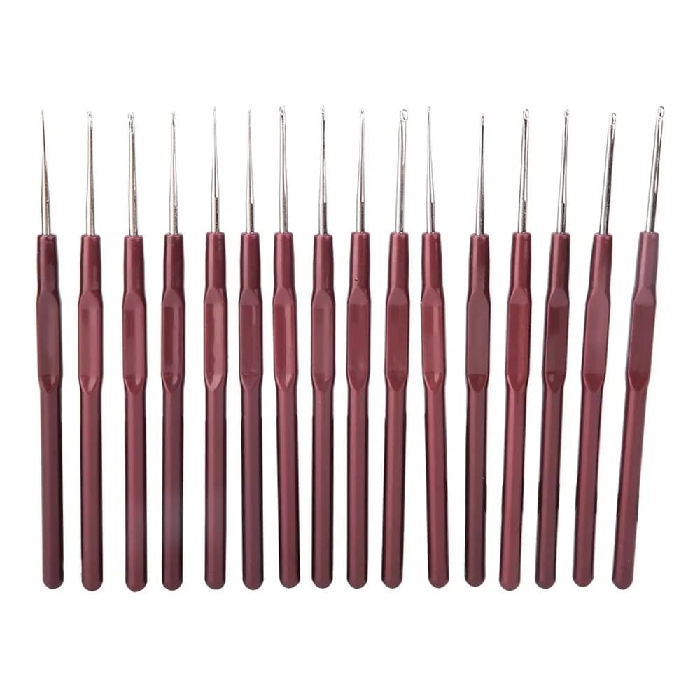 16pcs 0.5mm-2.5mm Crochet Hook Set Ergonomic Handle Plastic Handle Lace Crochet Hooks Small Size Ultra Fine