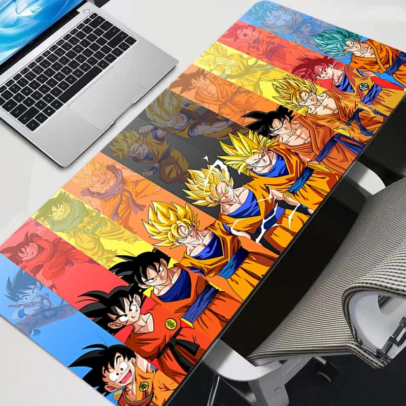 Tappetino per Mouse XXL in Pelle Colorato per Gaming, Laptop, Stile Giapponese, Dragon Ball Z, per Scrivania PC Gamer
