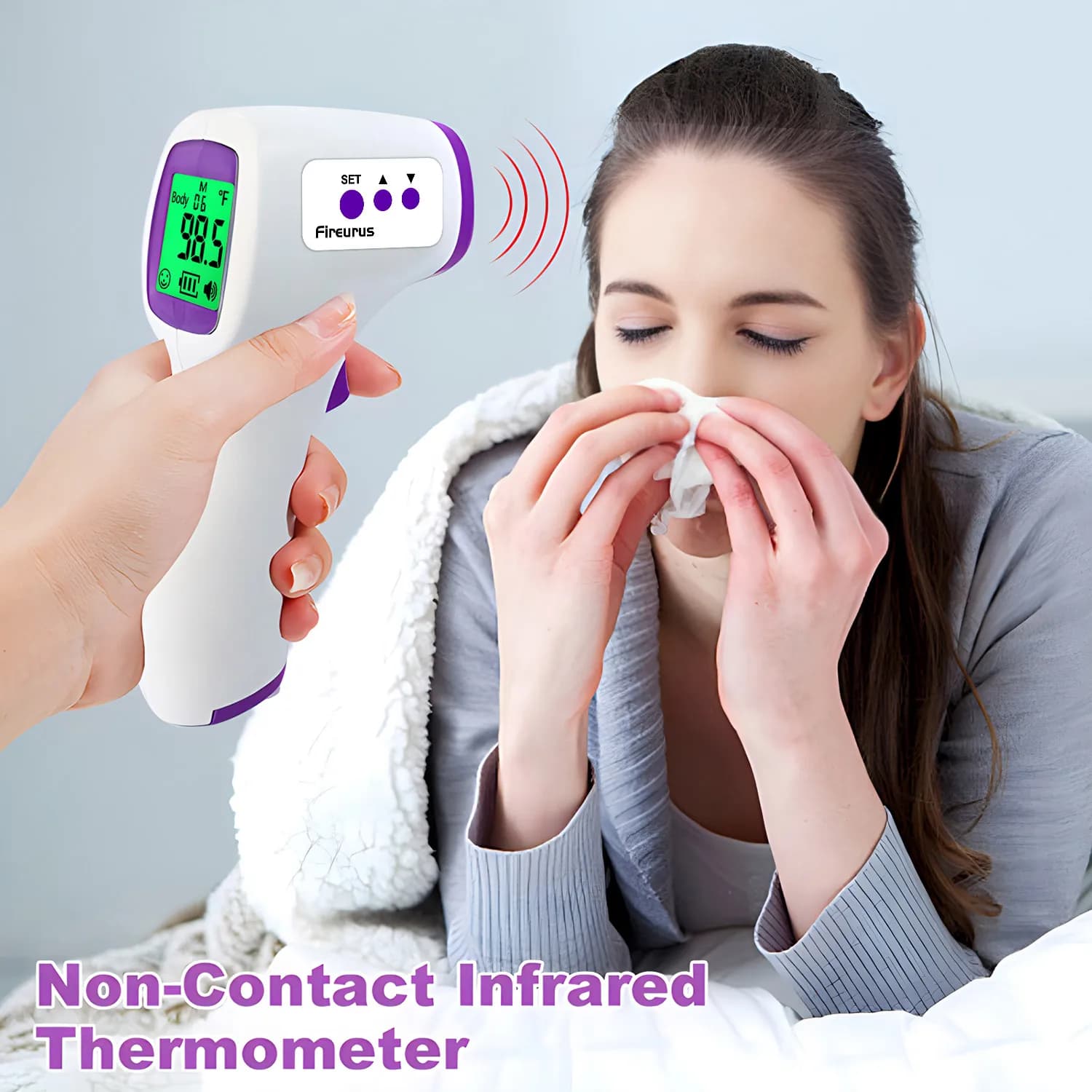 Fireurus Termometro auricolare per temperatura corporea laser senza contatto Termometro per febbre a infrarossi per uso domestico medico digitale per neonati per adulti