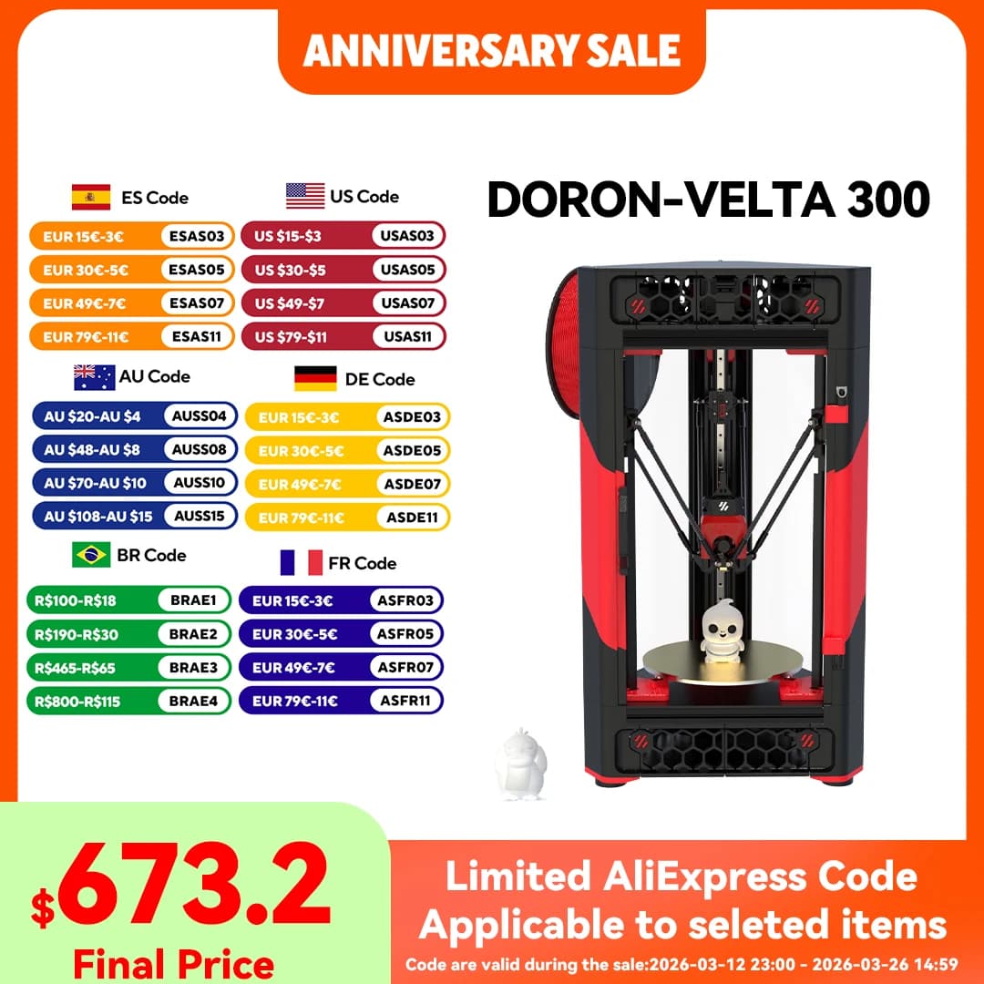 FYSETC Doron VELTA 300 3D Printer With 5-inch Touchscreen And CNC Parts 300mm*300mm Two Motors Per Axis Velta 3D Printer