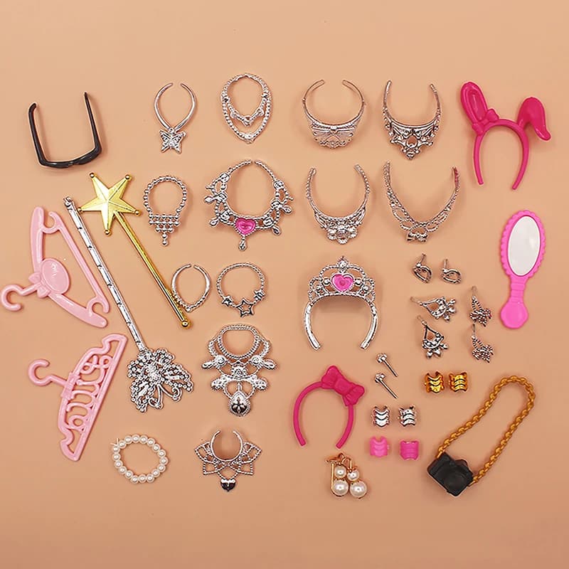 .Hot Sale.20PCS Universal Earrings Bracelets Crown For 1/6 Doll Accessories Fashion Set Girl's Doll Jewelry DIY Decoration Toy