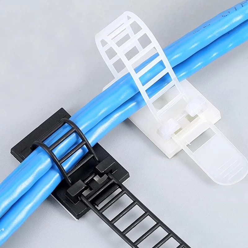 20 clip regolabili per montaggio su fascetta per cavi, supporto per cinghia autoadesiva, supporto per cavo di rete in plastica, cavo di alimentazione
