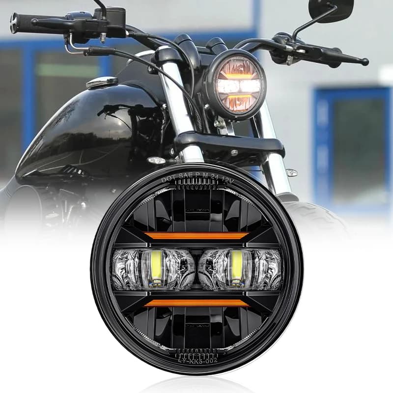 Faro LED universale da 5,75 pollici per auto moto con DRL per BMW 325i Harley Indian Scout Honda Yamaha V-Star Triumph faro