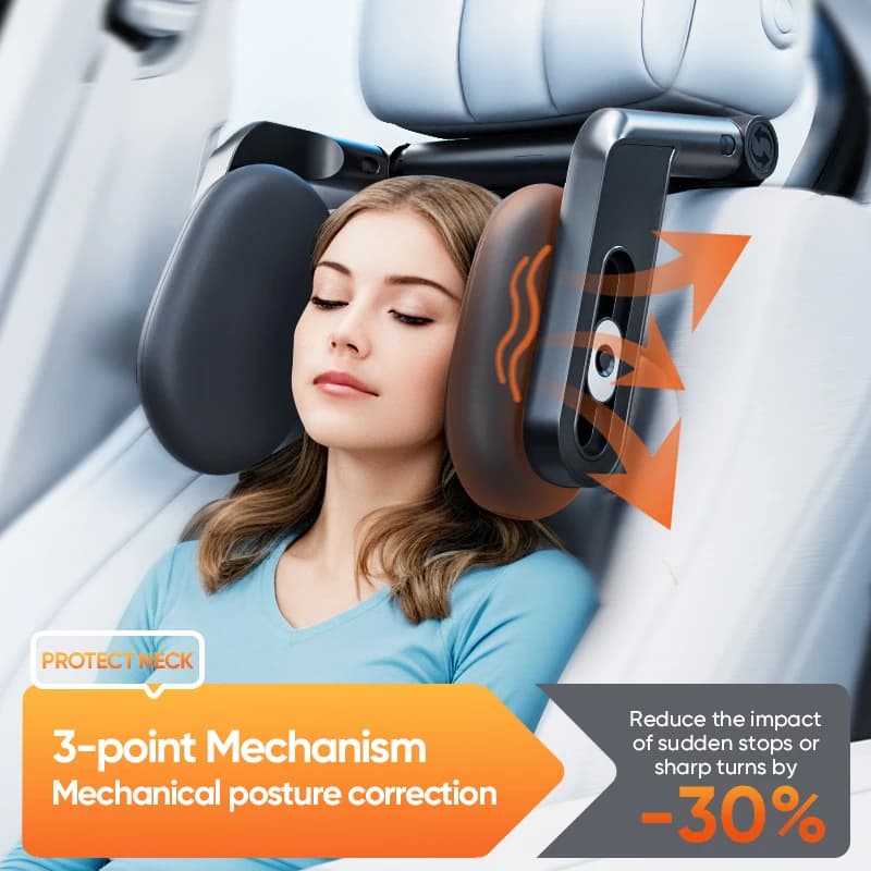 Cuscino Poggiatesta Auto Multifunzionale in Memory Foam 3D, Supporto per il Collo Regolabile, Cuscino Protettivo per Viaggi