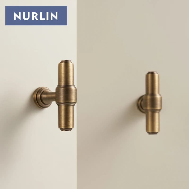Nurlin Solid brass French Retro Bronze antique drawer knobs for kitchen cabinet doors Handles for wardrobe T bar
