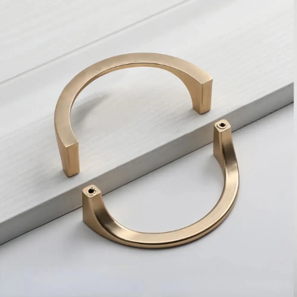 Maniglia per Mobili in Lega di Zinco, Semicircolare, Oro e Nero, Design di Lusso a Forma di Anello per Armadi e Cassetti