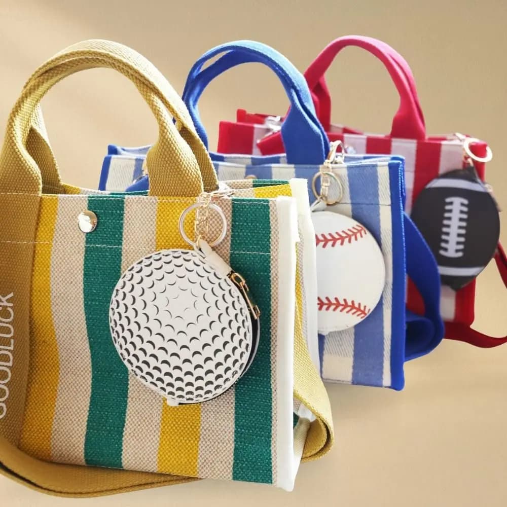 Portable Zipper Sports Coin Purse Keychain Basketball Cute Tennis Ball Shaped Wallet Rugby Colorful Coin Bag Mini Storage Bag