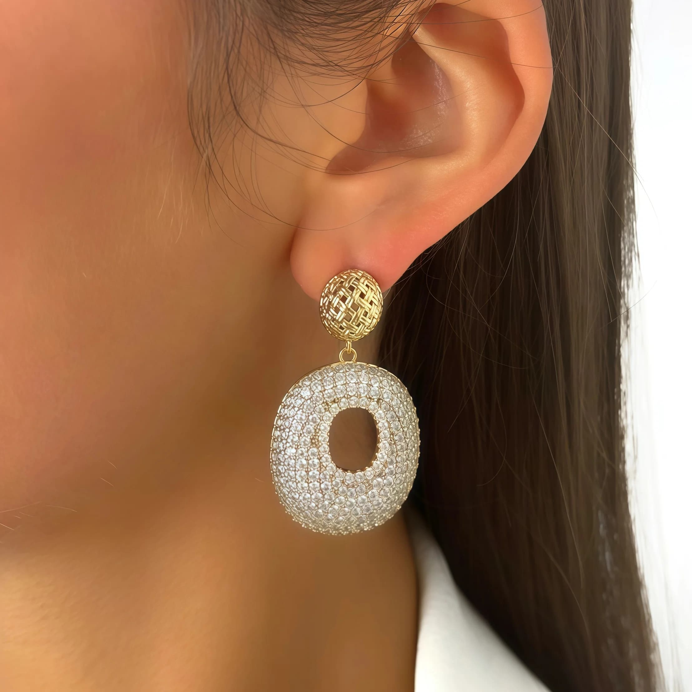 Fashion Chunky Party Earrings Elegant Women Wholesale 14K Gold Plated Copper Earrings