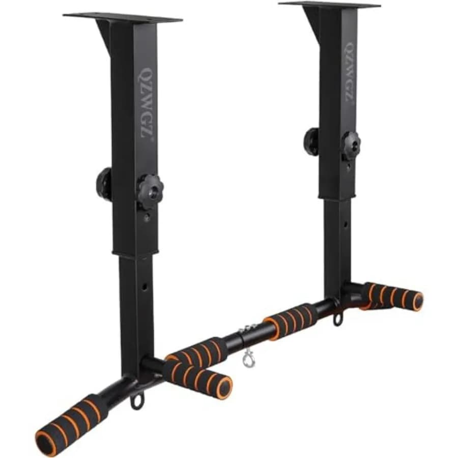 Height adjustable traction bar, durable, ceiling mounted, strength training equipment for home gym, durable black steel construction