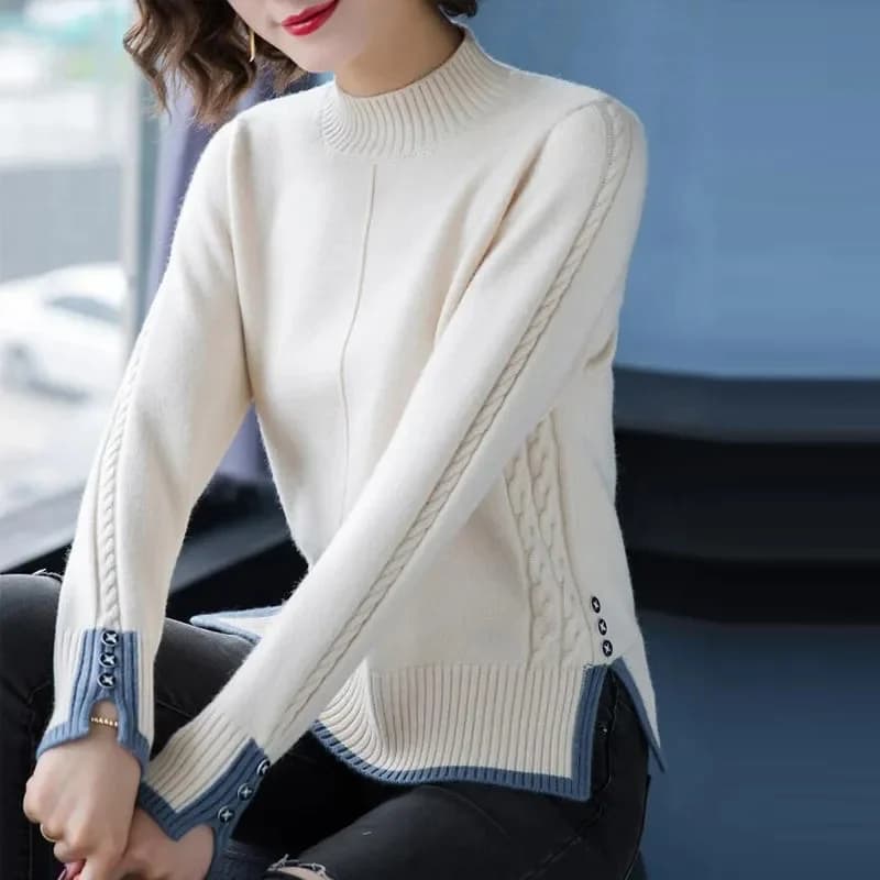 2023 primavera autunno maglione donna Stretch lavorato a maglia dolcevita pullover maglione morbido fondo top manica lunga Slim maglione stretto