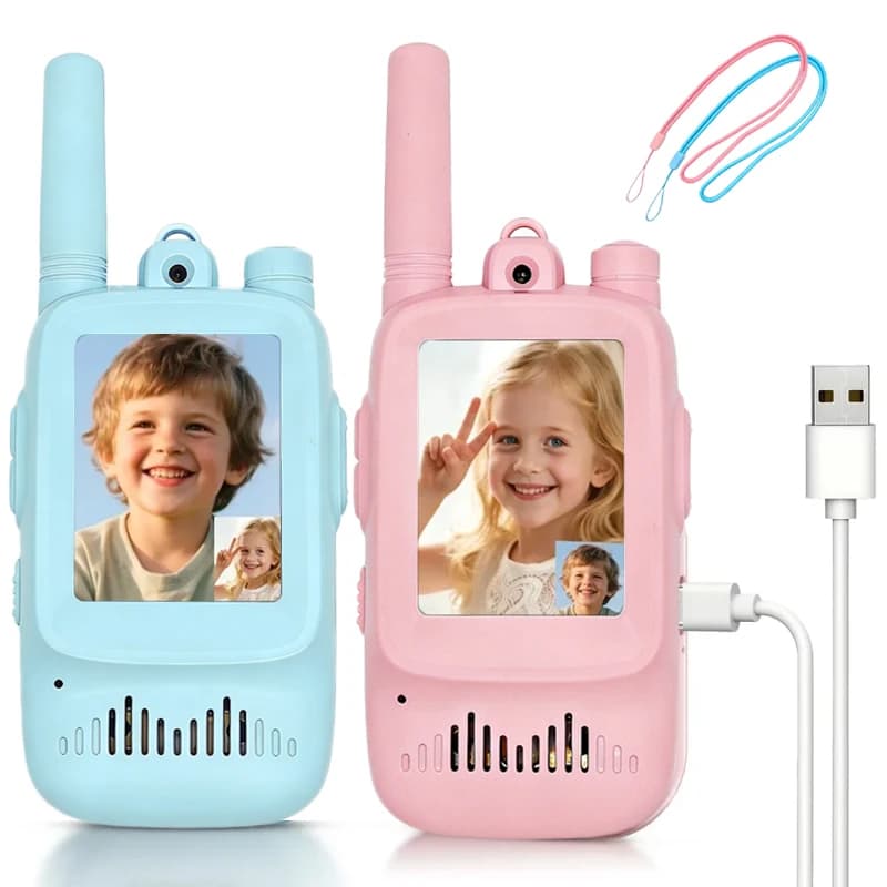 2 Walkie Talkie per Bambini Ricaricabili, Giocattoli per Interni ed Esterni, Chiamata con Un Solo Tocco, Essenziali per Campeggio ed Escursioni, Regalo