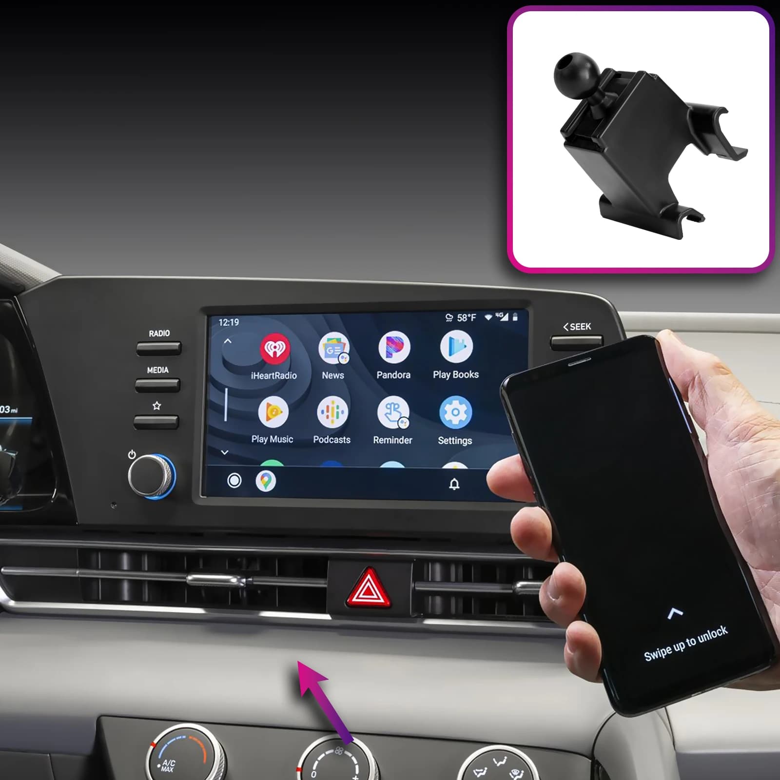 Supporto Telefono Specifico per Veicolo Hyundai Elantra CN7 2021-2026, Base per Montaggio Telefono Auto Intelligente con Ricarica 66W e Rilevamento Automatico RHD LHD
