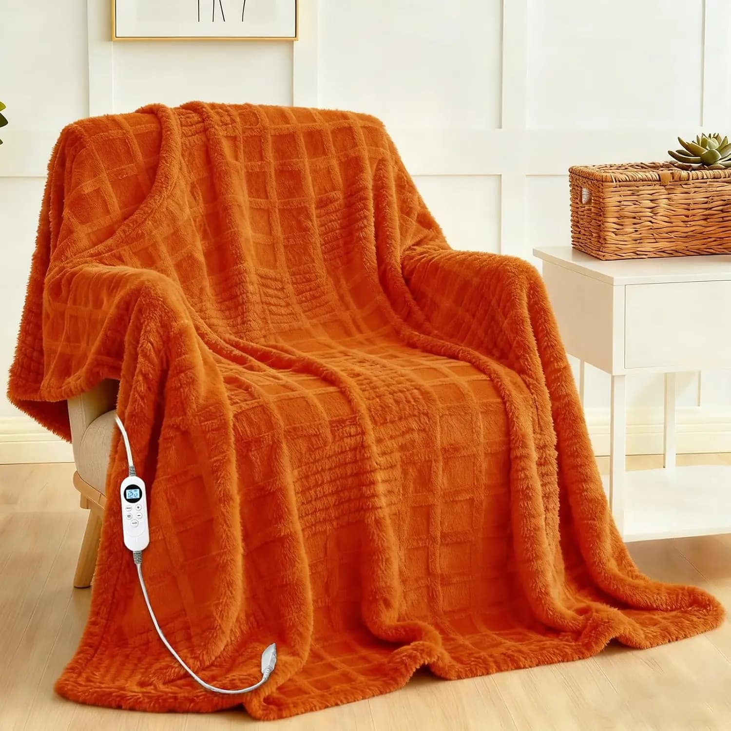 Coperta Elettrica Riscaldata con 12 Livelli di Calore, Timer e Protezione dal Surriscaldamento, Lavabile in Lavatrice (50x60 pollici)