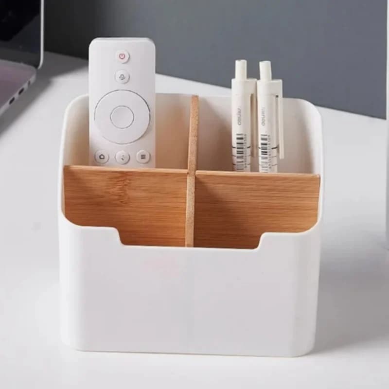 1/2Pcs Multi-compartment Desktop Storage Box Small Capacity Bamboo Wooden Organizer Holder For Cosmetic Stationery Remote Control Bedroom Dustproof Countertop Shelf