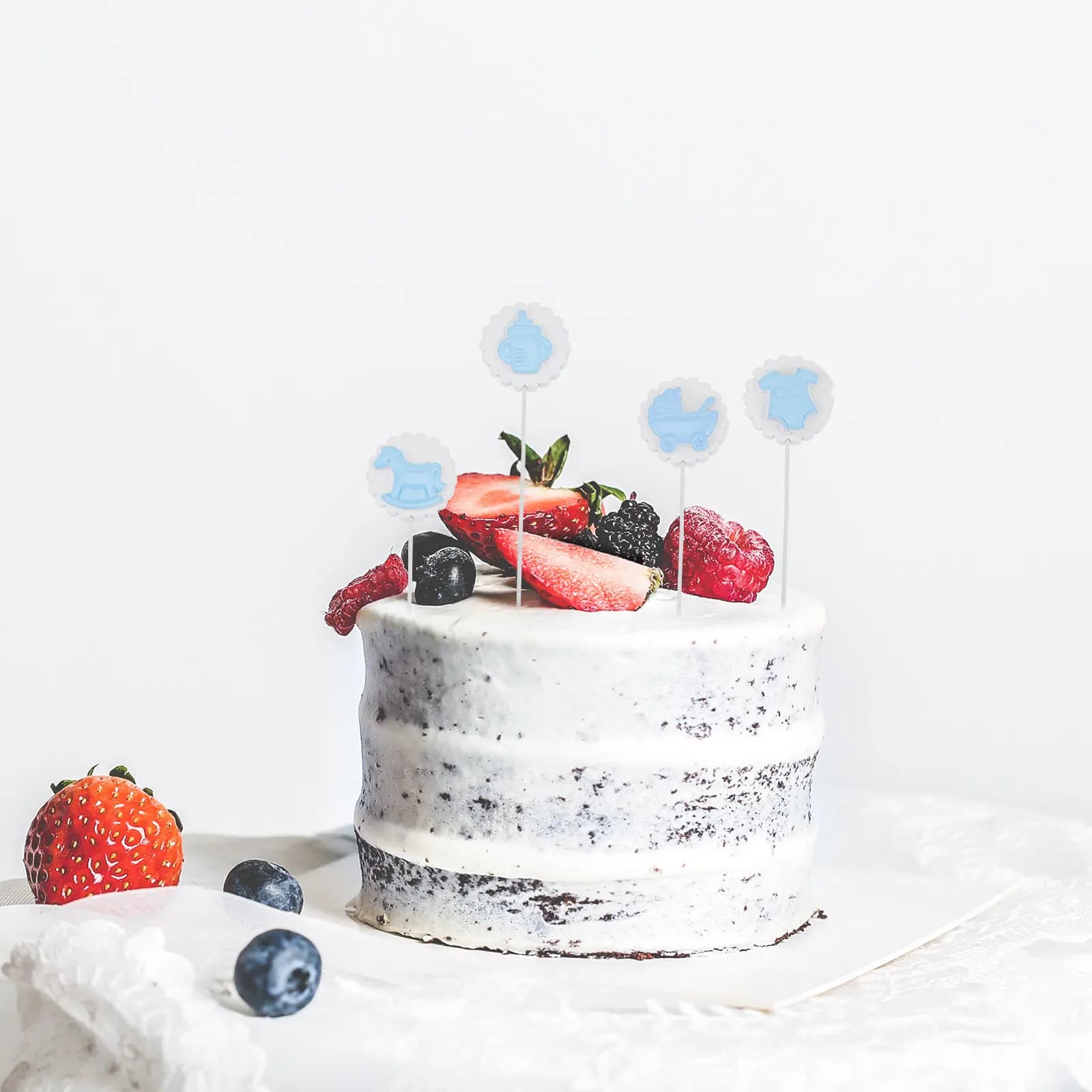 Set di 5 Decorazioni per Torte a Tema Passeggino in Resina per Feste di Compleanno e Celebrazioni