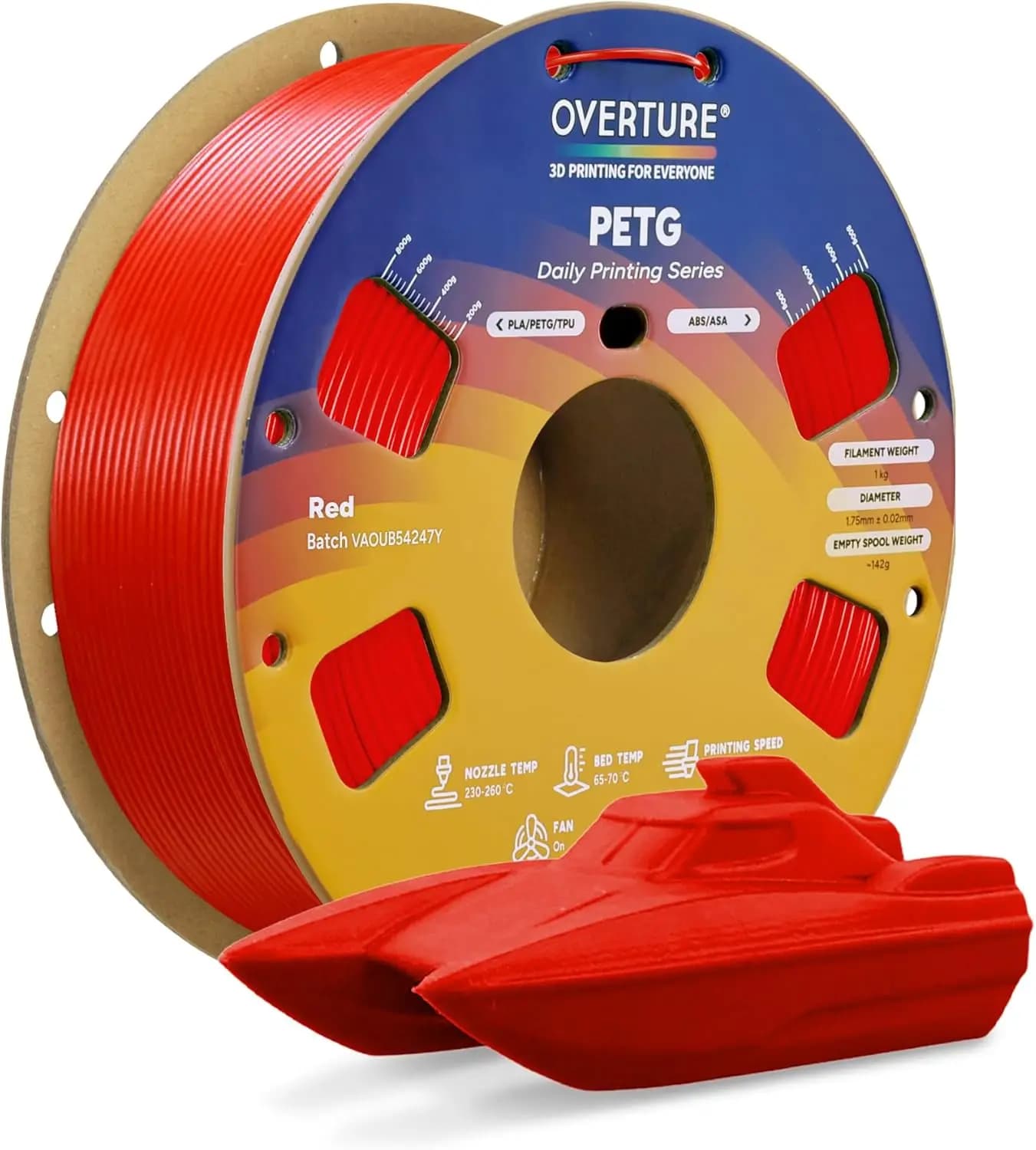 Filamento PETG per Stampante 3D 1.75mm, Bobina da 1kg con Avvolgimento Ordinato e Durevole, Elevata Resistenza, Precisione Dimensionale +/- 0.02mm, Compatibile