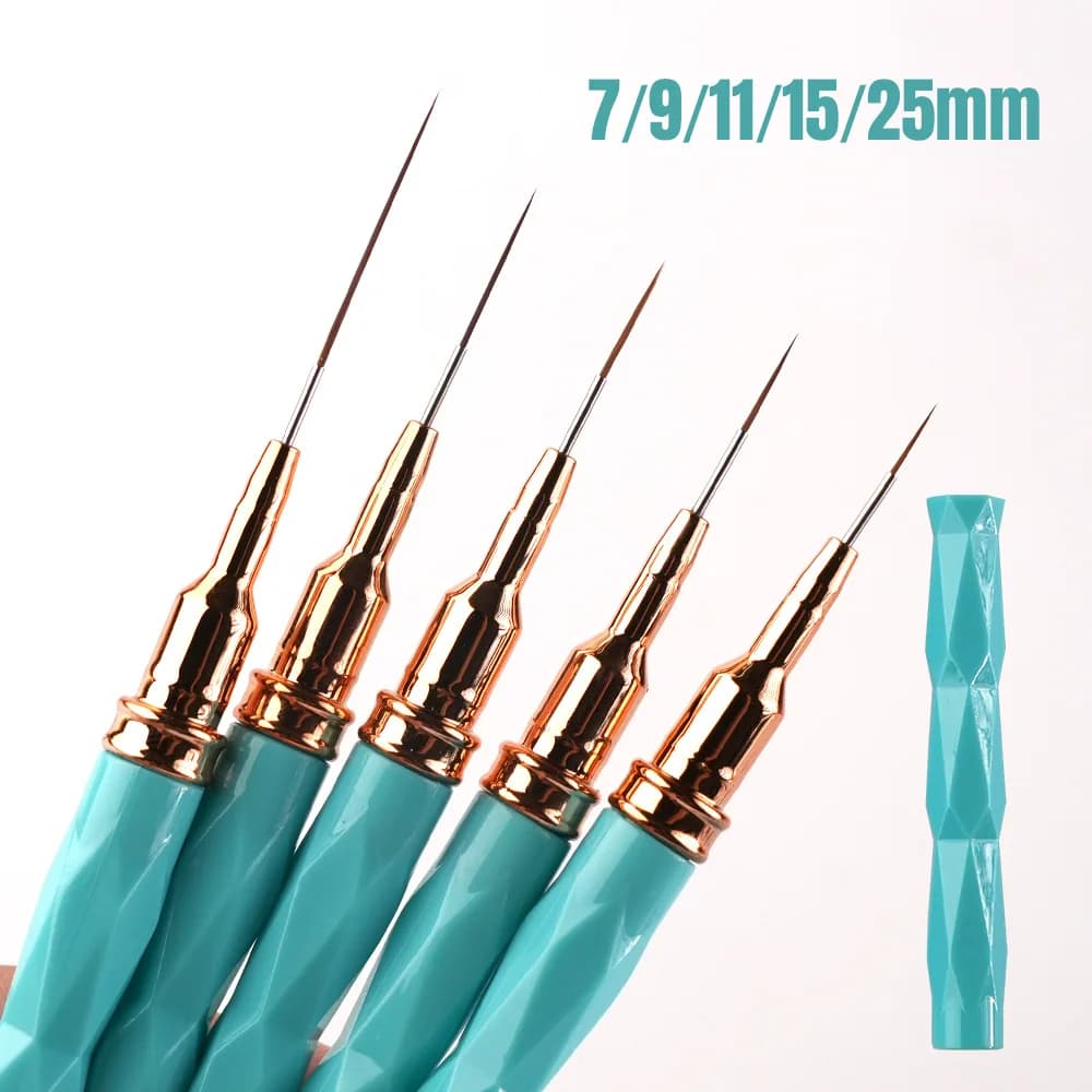 Pennello per Nail Art con Manico Cromato 7/9/11/15/25mm, Penna per Gel con Tappo, Strumenti per Manicure e Nail Art per Gel UV