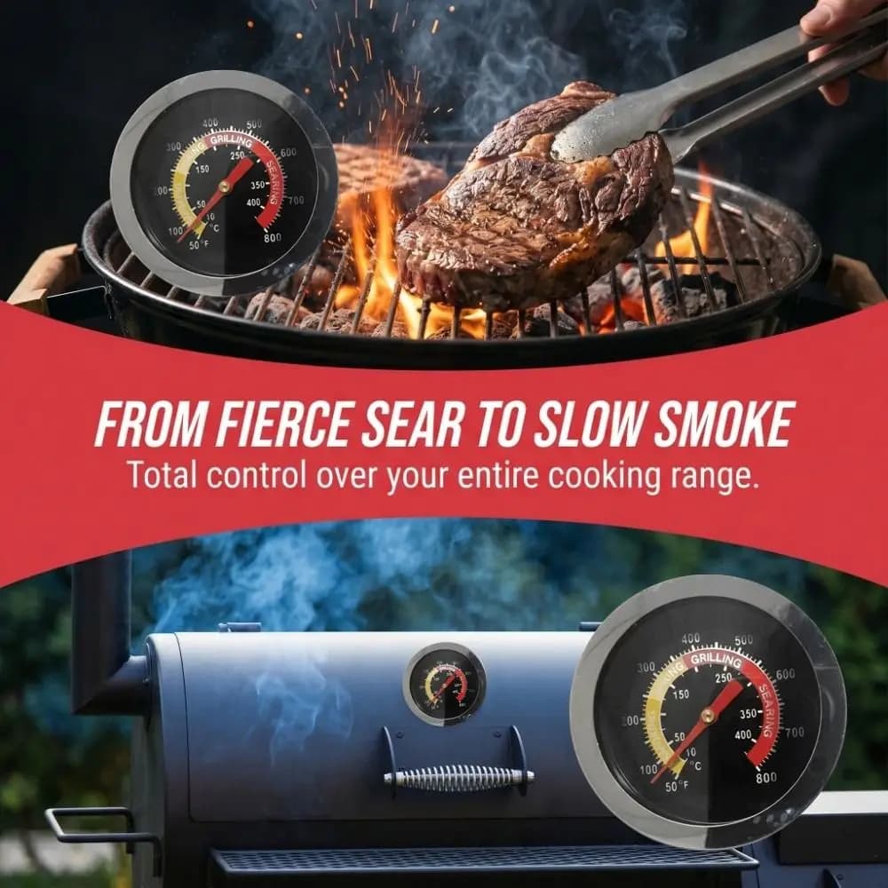 Portable kitchen thermometer with instant reading, temperature meter for barbecue, stainless steel, precise for temperature test