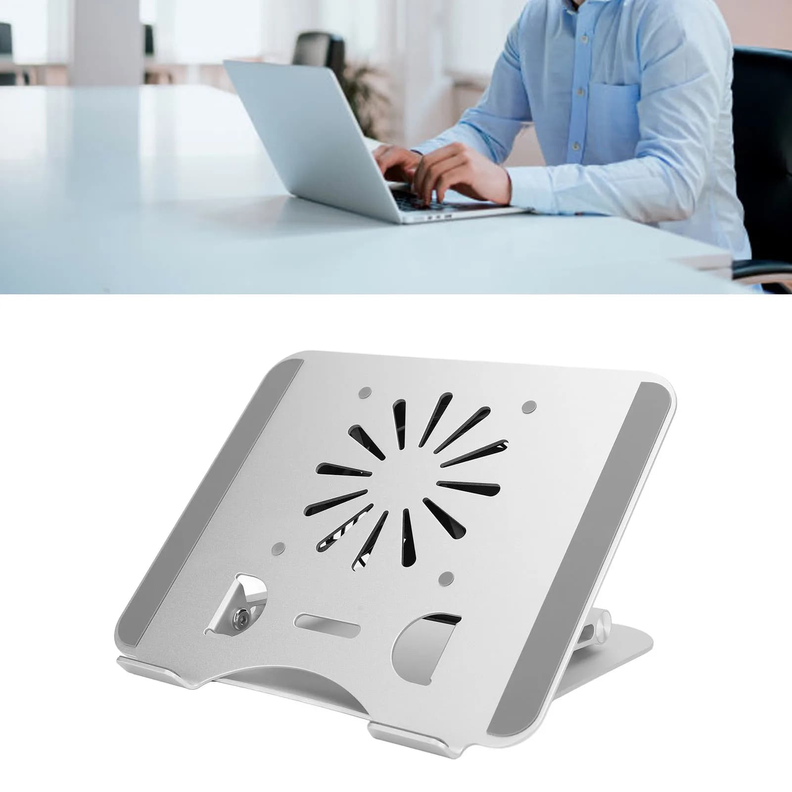 17in Laptop Cooler Stand Laptop Fan Stand Laptop Cooler Stand 17in Aluminum Alloy Elevatable Foldable Portable with USB Base Fan
