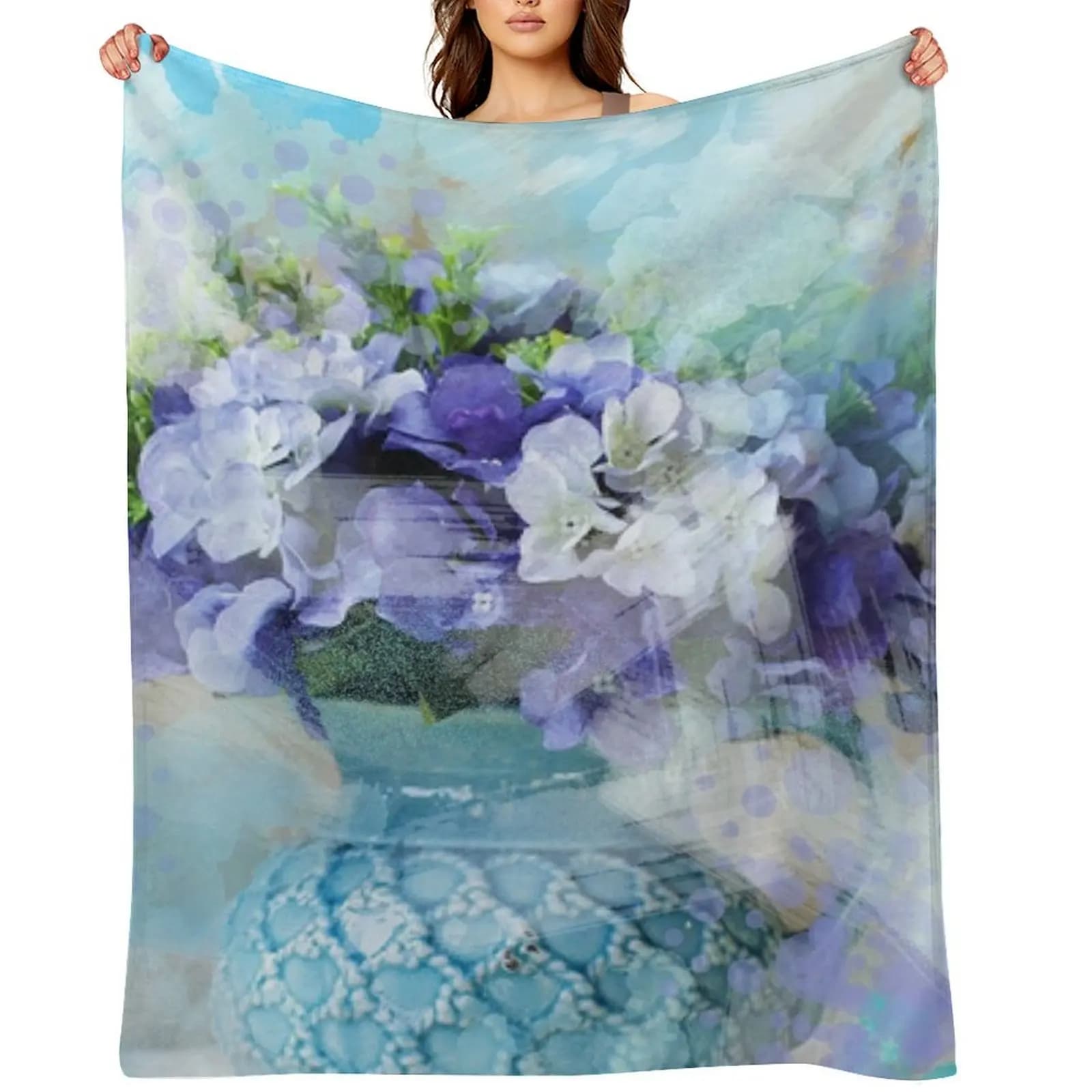 shabby chic french country blue purple iris flower Throw Blanket Summer wednesday Sofa Sleeping Bag Blankets