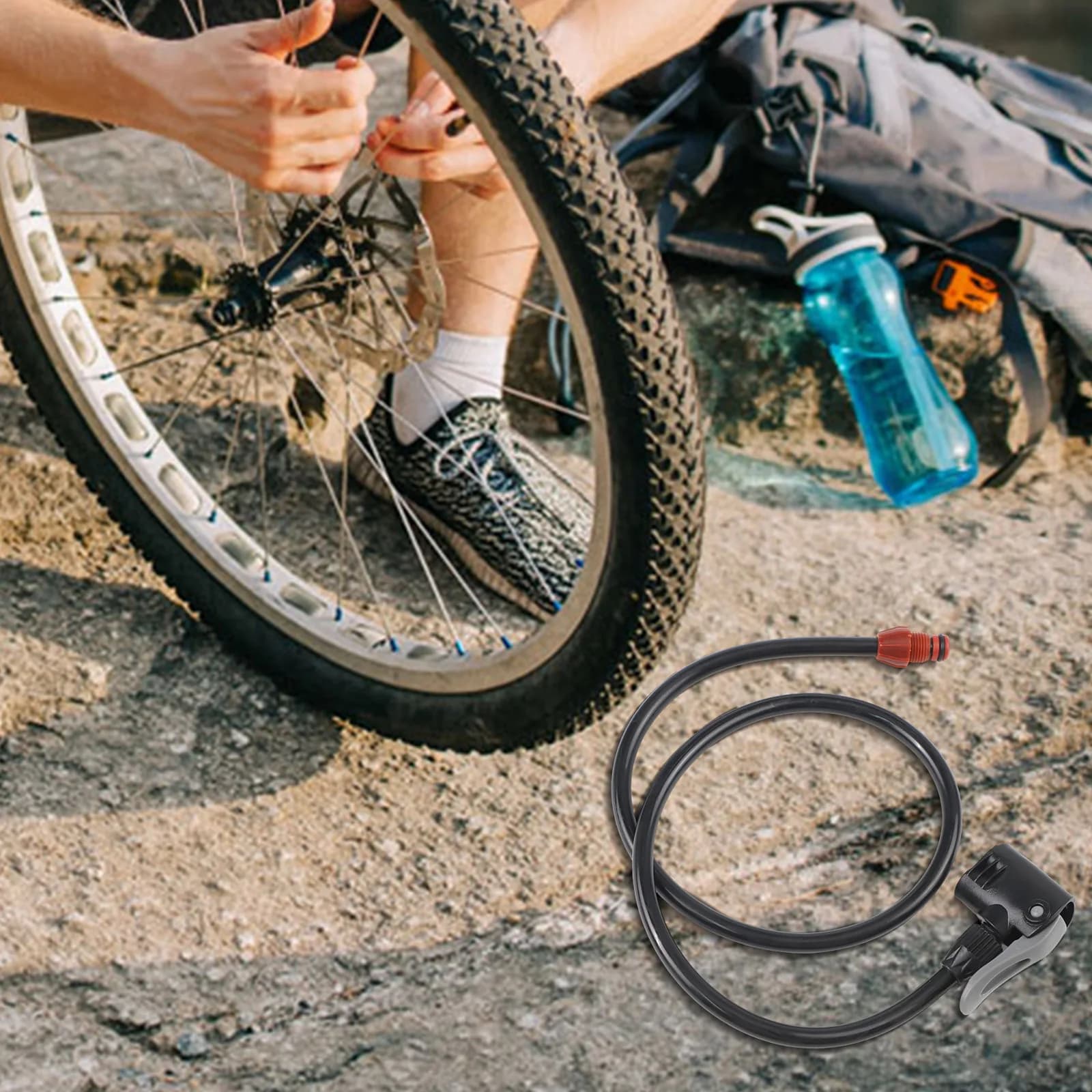 Tubo per Pompa d'Aria, Tubo per Pompa Bici in Gomma, Colore Nero, Pratico da Usare, per Riparazione Bici e Ciclismo all'Aperto