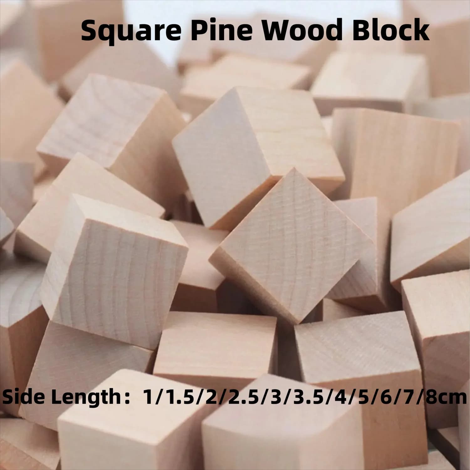 5-100PCS 1-8cm Unfinished Blank Mini DIY Wooden Square Blocks Wood Solid Cubes for Woodwork Craft Kids Puzzle Making Material