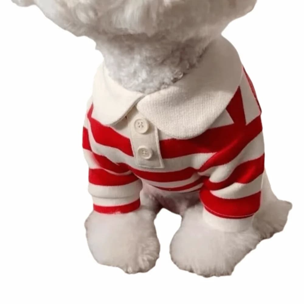 Camicia a righe per cani stile colletto alla moda T-shirt per cani morbide e traspiranti Gilet rinfrescante Comodo gilet per gatti Abbigliamento per gattini