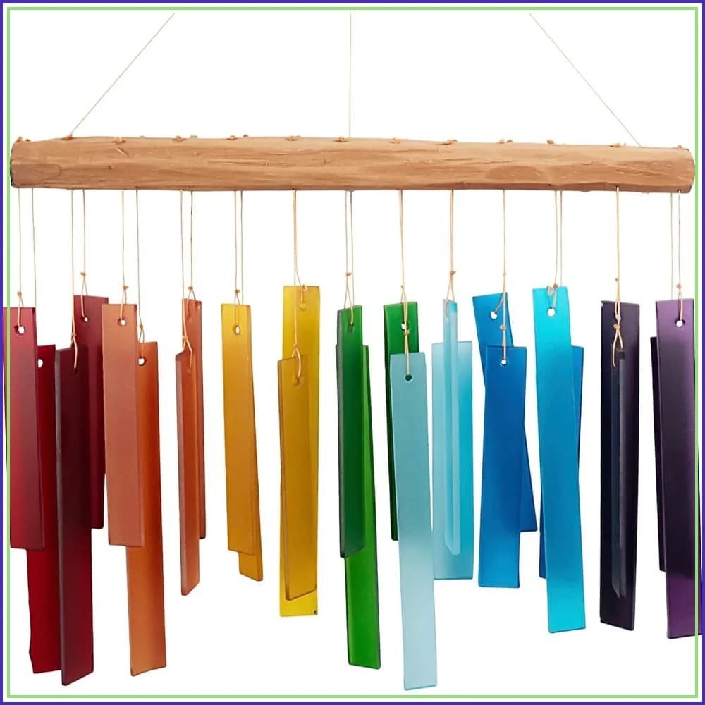 Handcrafted Sandblasted Glass and Driftwood Wind Chime for Indoor Outdoor Decor