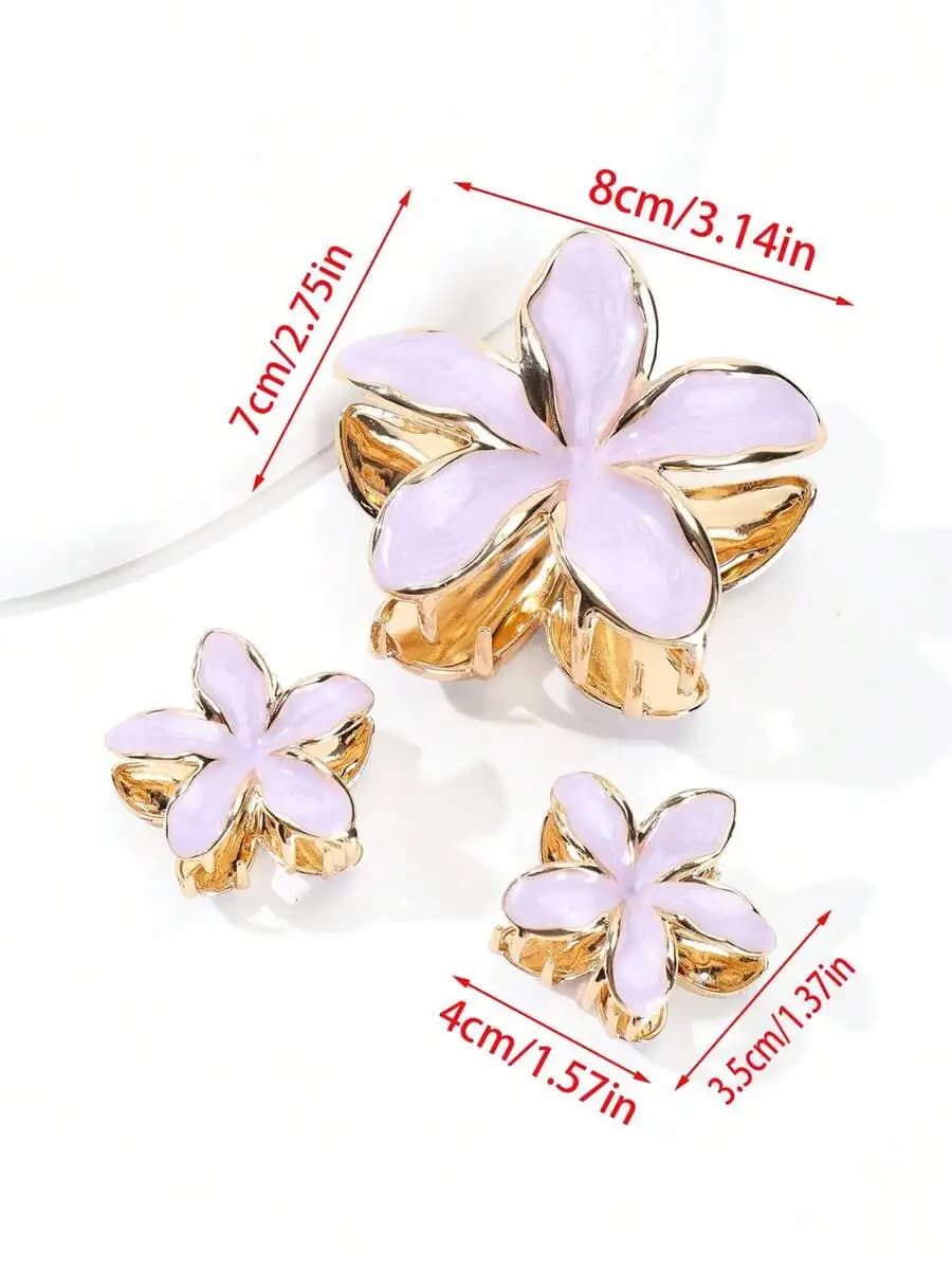 Lavender Flower Hair Claw Clip For Women Daily Styling Accessories