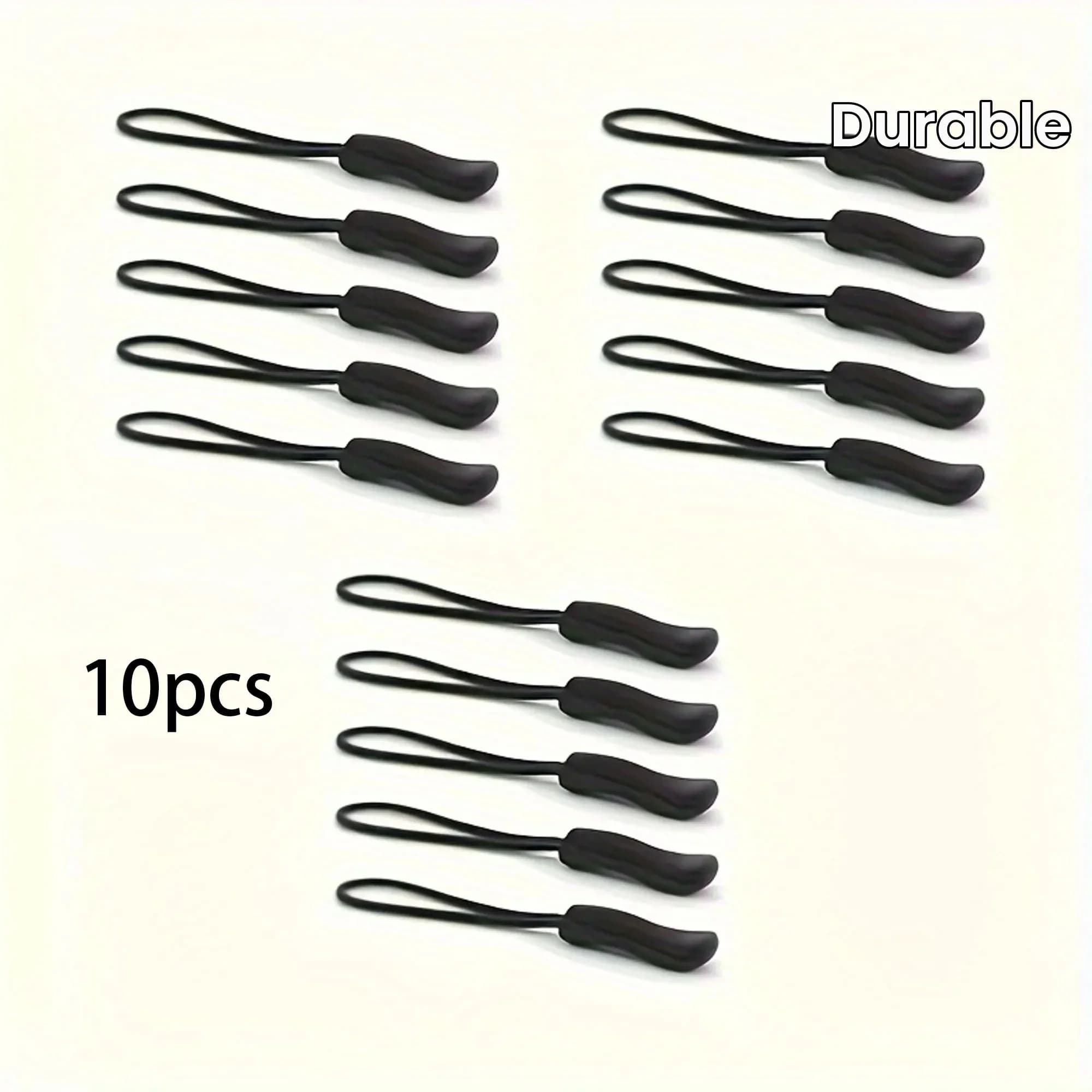 10 tirazip in plastica nera, tirazip in PVC resistente, adatti per borse, zaini, vestiti, valigie, ecc.