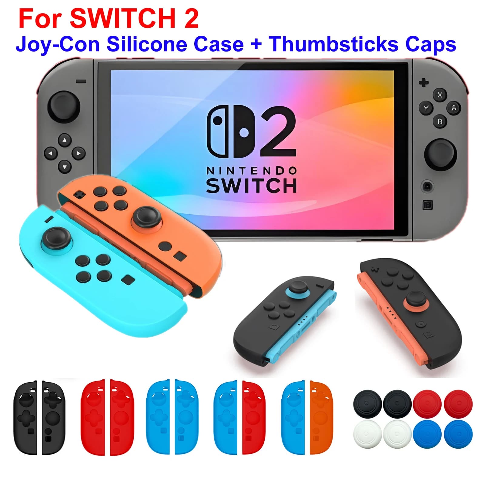 Cover Joy-Con in morbido silicone per Switch 2 (2025), custodia protettiva con impugnature per levette per controller Joy-Cons NS 2
